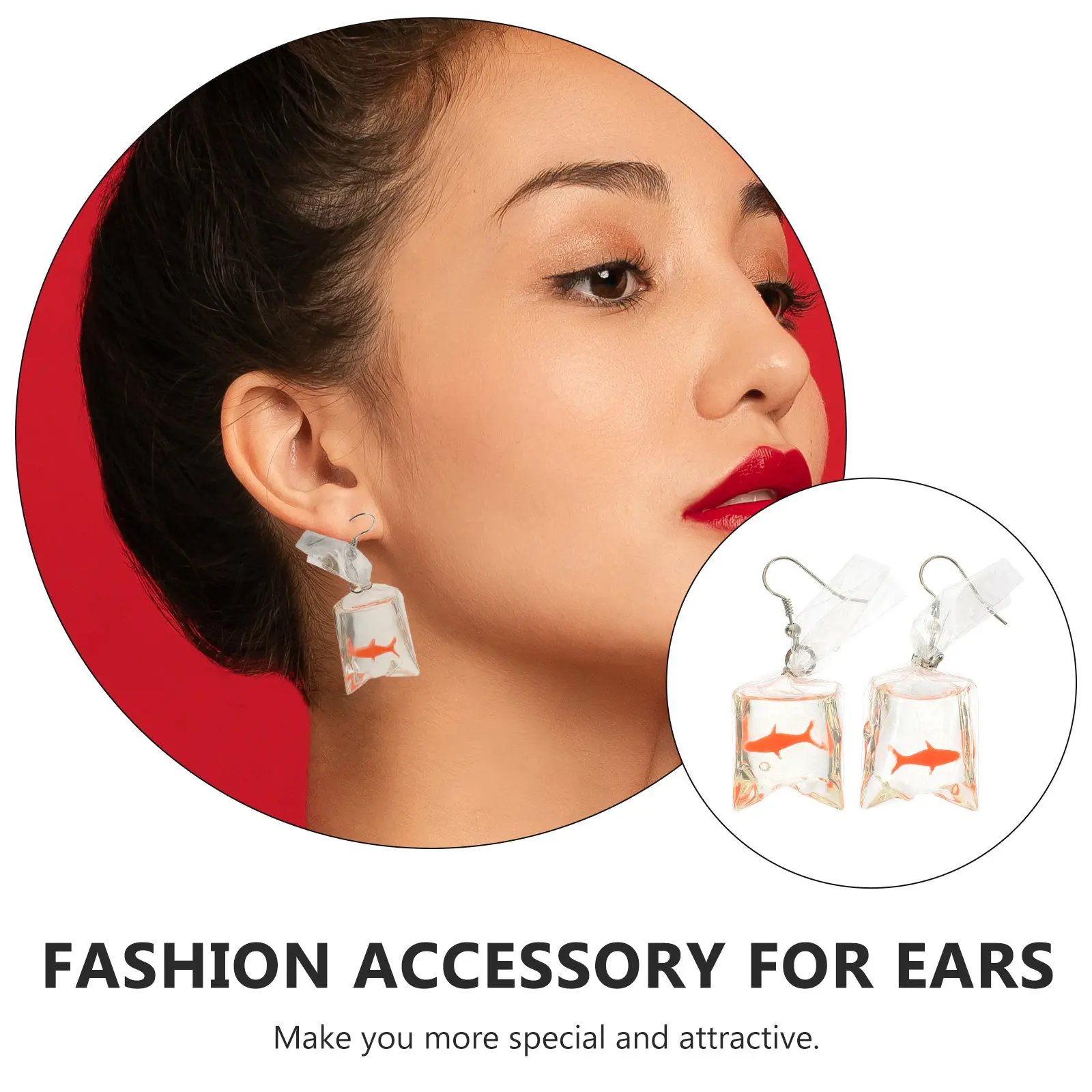 1Pair Resin Earrings Brocade Carp Water Bag Theme Handmade Creative Women Earrings Ideal Anniversary Engagement Gift