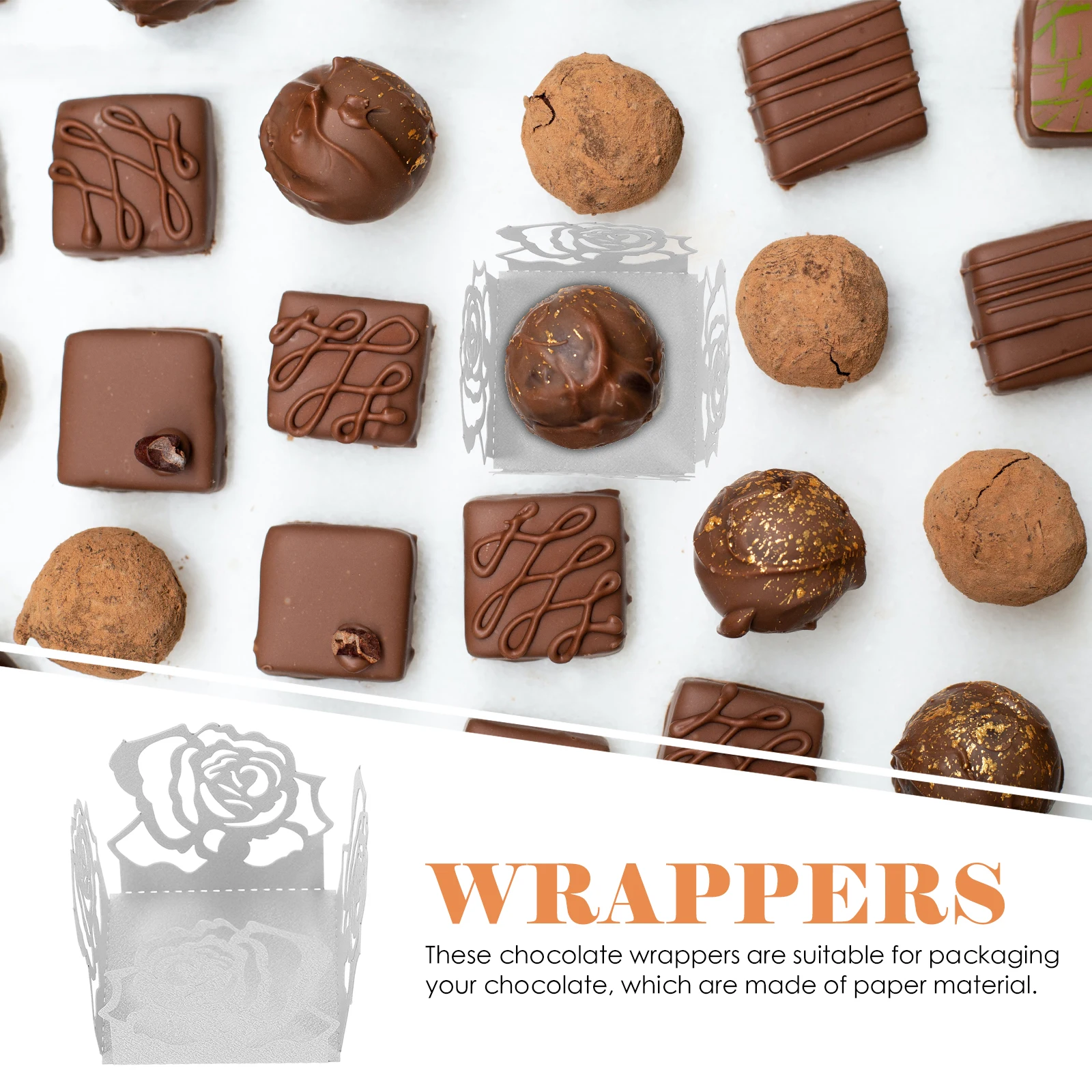 

50pcs Chocolate Packaging Tray Hollow Design For Candy Wrapping Truffle Paper Holders Baking Cups Party Supply Chocolate Cups