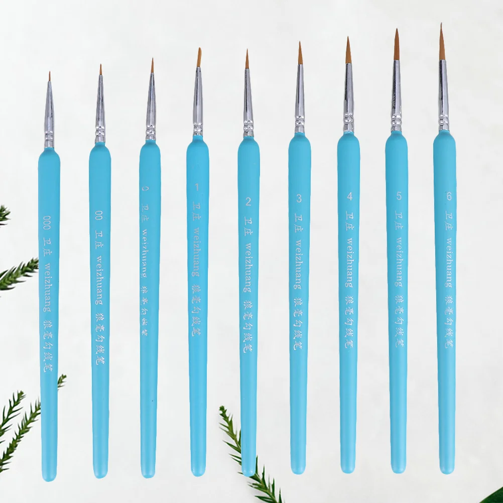 

9Pcs Detail Paint Brush Set Fine Tip for Acrylic Watercolor Oil Painting Miniature Art Wolf Hair Precision Drawing Tools