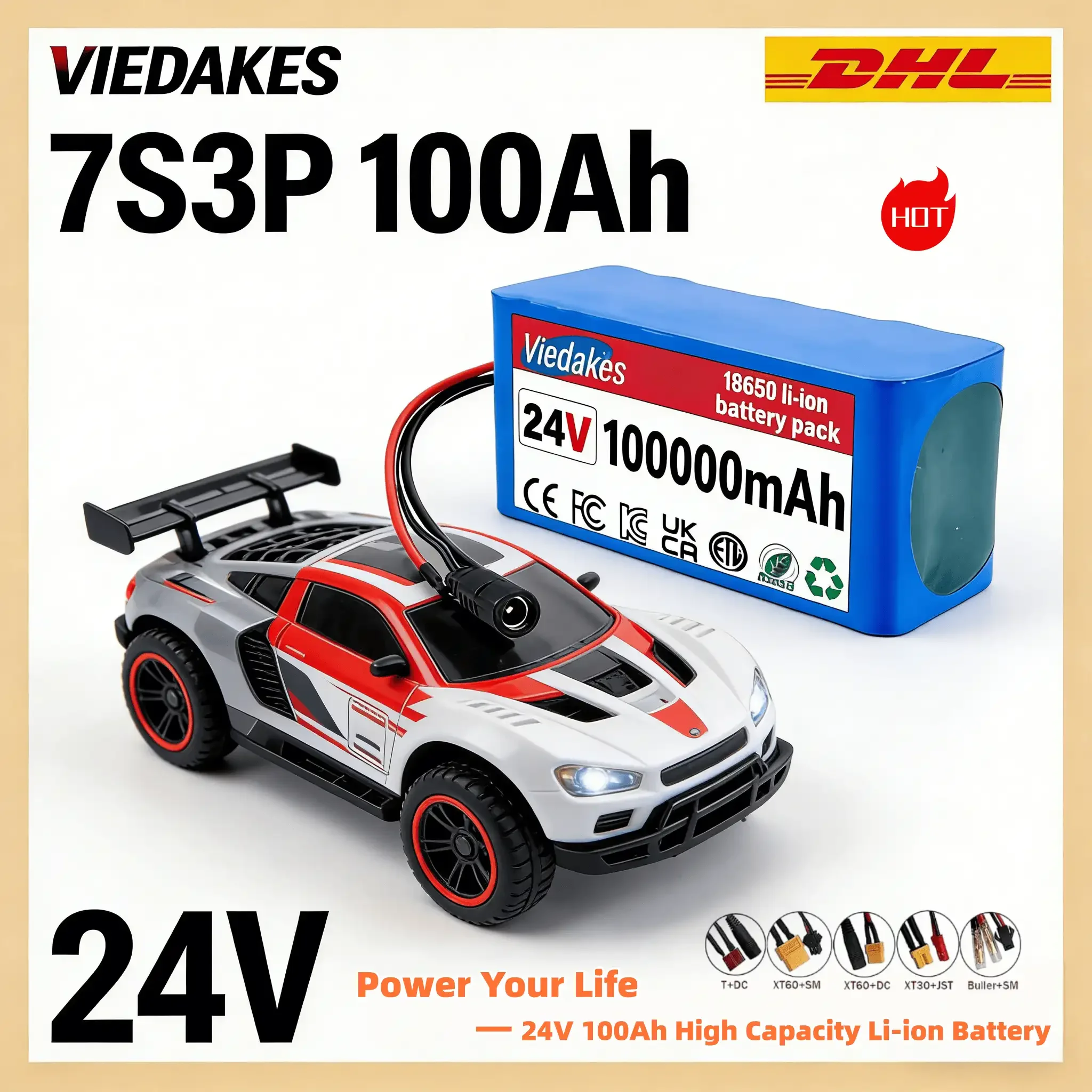 

7S3P 24V 10Ah Lithium Battery Pack, 10A High Current, BMS Protection, Long Life