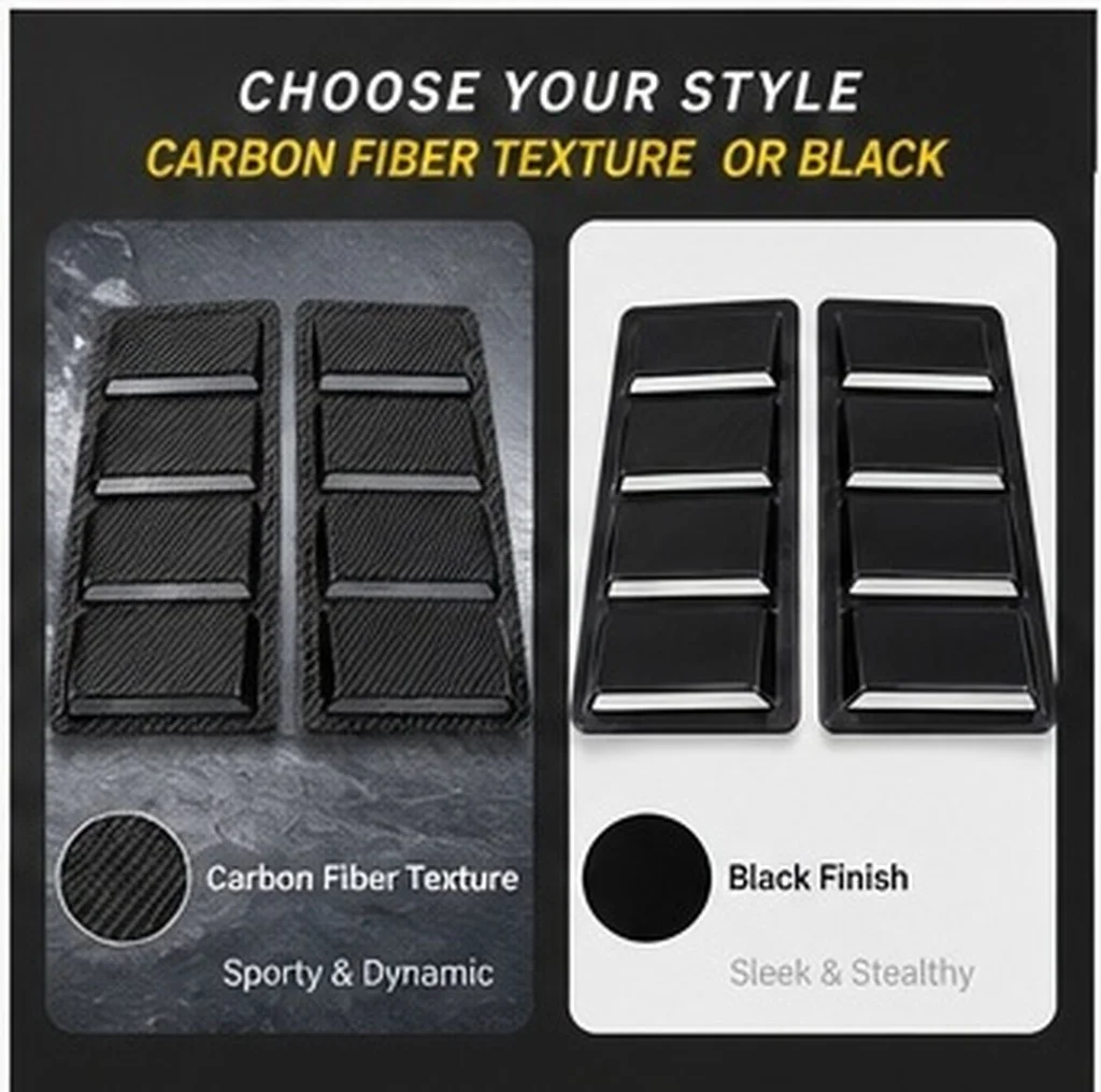 2Pcs Universal Car Hood Air Vent ABS Scoop Cover Car Bonnet Vent Trim Exterior Intake Decoration Universal Hood Air Vents