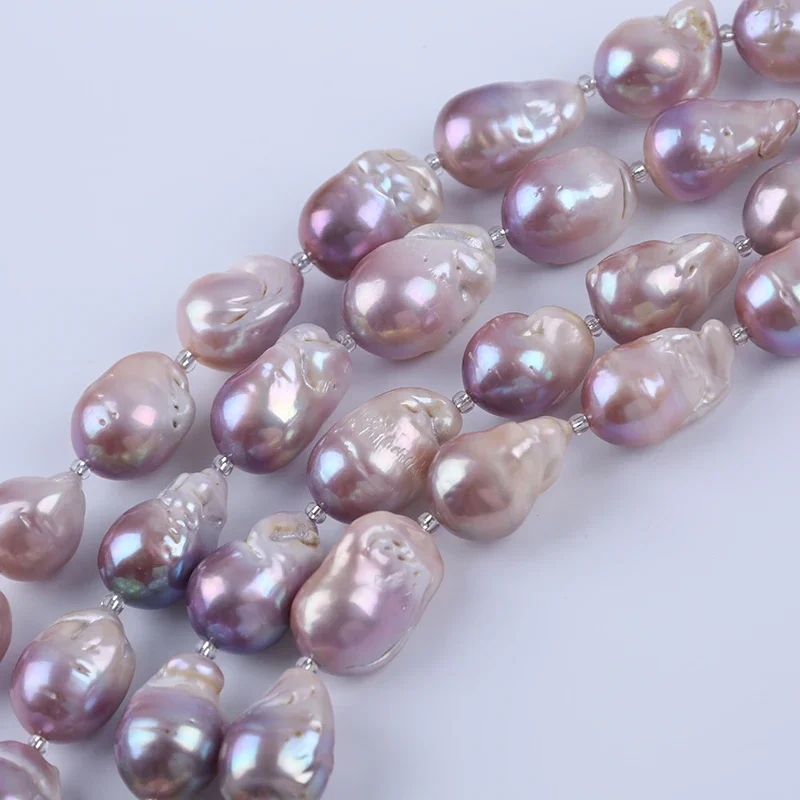 

14-17mm Purple Big Size Fireball Shape Baroque Cultured Freshwater Pearl 18cm short strands For Jewelry Making