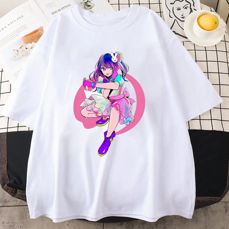 Kawaii T Shirt Women Oshi No Ko Anime Ai Hoshino Print Short Sleeve T-shirt Female Harajuku 2025 Summer Clothes Top Unisex Tee