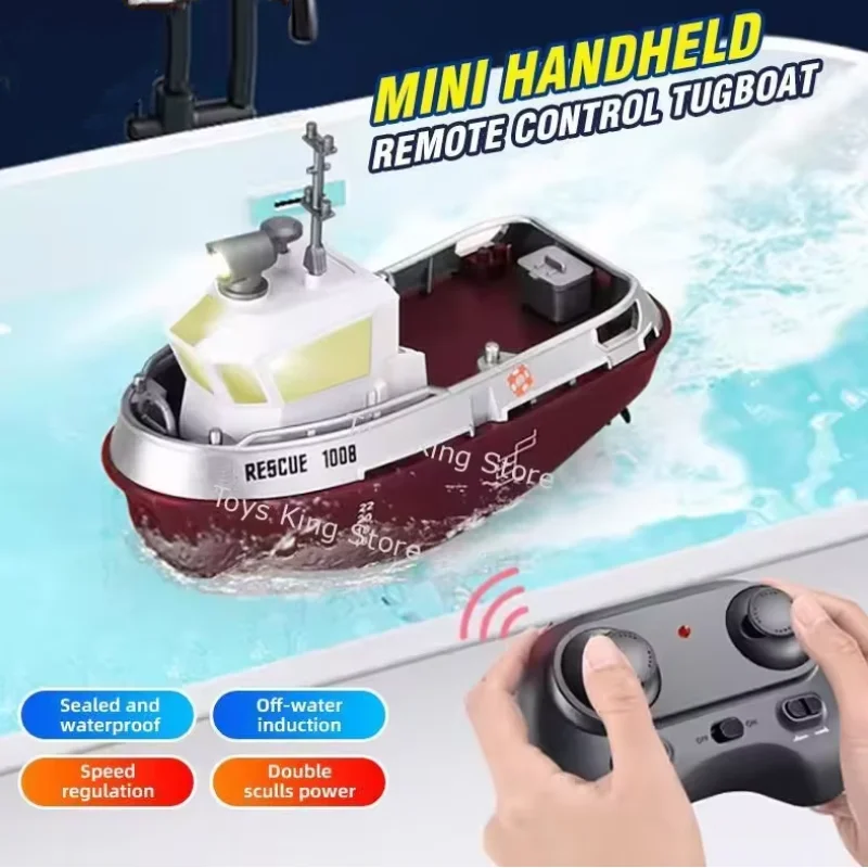 

1/32 Мини RC Tugboat Cool Lights Подводный пульт дистанционного управления Модель корабля Детский Крытый бассейн Соревнования Игры Игрушки для мальчиков Рождественские подарки