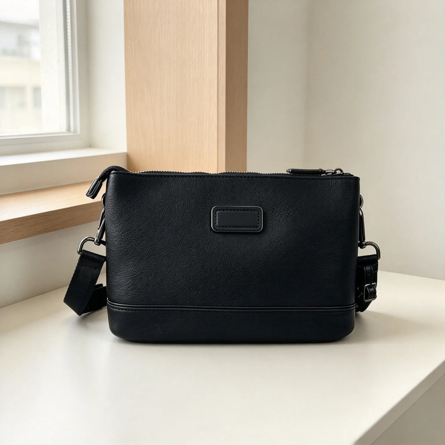 New Slim Black Nylon Crossbody Bag for Men, Stylish Casual Single Shoulder Sling Bag