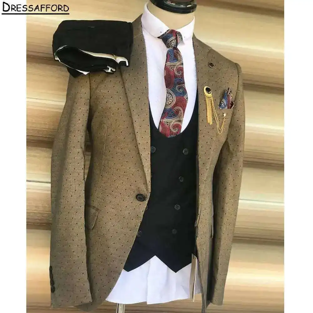 Gold Formal Men Business Ocn Tuxedos Grooms Wedding Party Prom Male Suit 2 Piece Set Blazer Pants