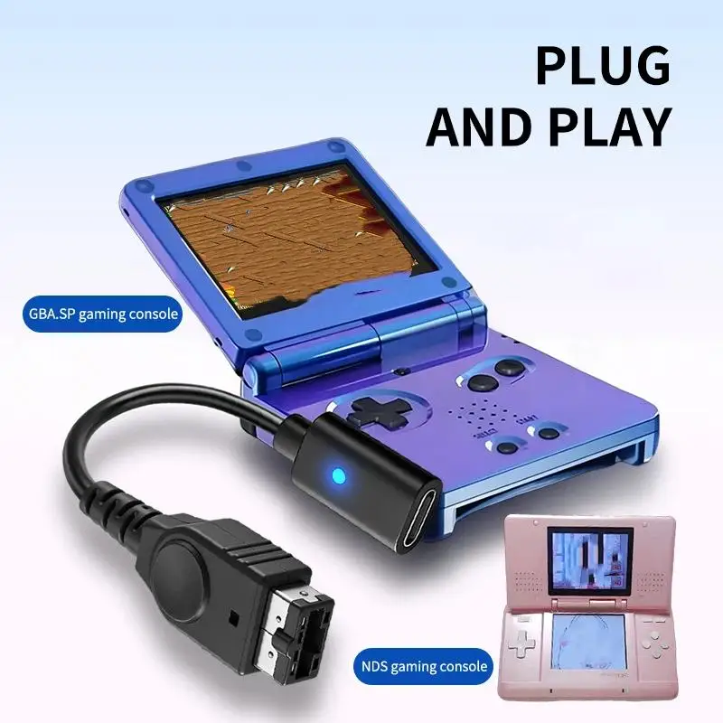 USB Type C Charging Cable For GBA SP Game Boy Advance With LED Indicator Light Power Supply Wire Game Console Cord