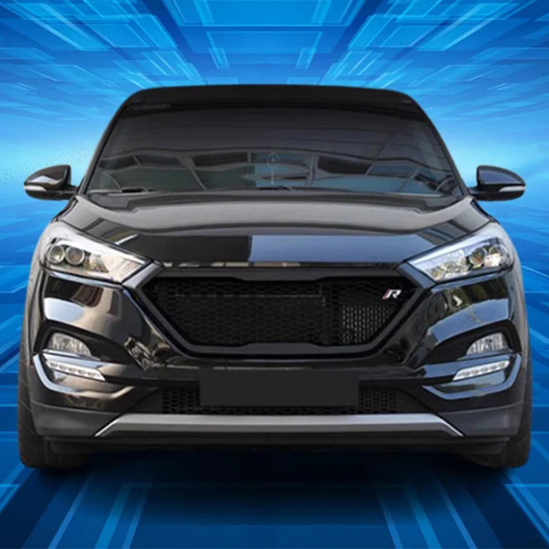 For 2015-2018 Hyundai Tucson Real Carbon Fiber Car Grille Front Bumper Honeycomb Grills Cover Accessories Body Kit