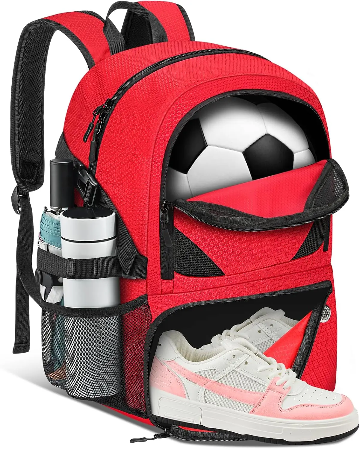 

Water-Resistant Sports Backpack with Ball & Shoe Compartments for Soccer, Basketball, Volleyball