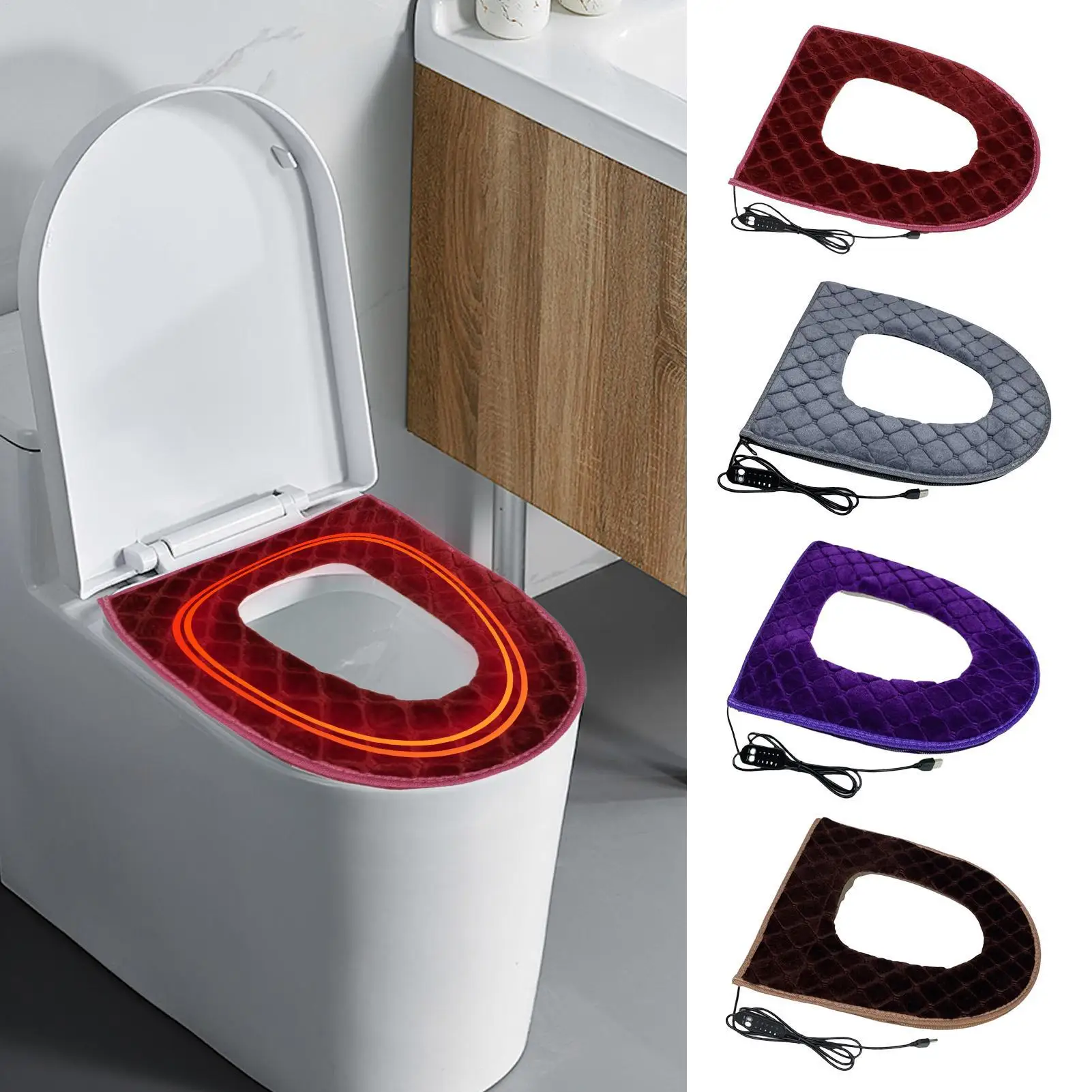 

Чехол на сиденье унитаза с подогревом, 5 настройков температуры, регулируемое теплое сиденье для биде с таймером для ванной комнаты в холодную погоду, для домашнего использования пожилого возраста