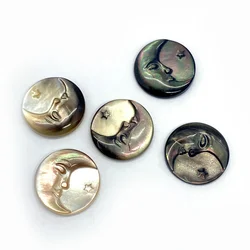 Natural Sea Shell Beads Round Carving Moon Sun Shape Interface DIY Making Necklace Jewelry Accessories Making Ladies Gifts 15mm