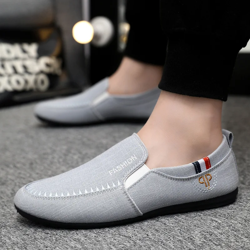 Men's Loafers 2026 Men Casual Shoes Breathable Canvas Sneakers for Youth Slip on Walking Tennis Shoes Driving Shoes Plus Size 48