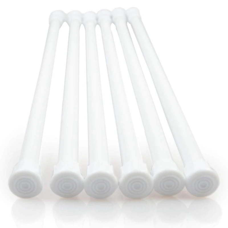 Tensão ajustável Primavera armário bares, Hot Rod Cortina Varas, 6 Pack, branco