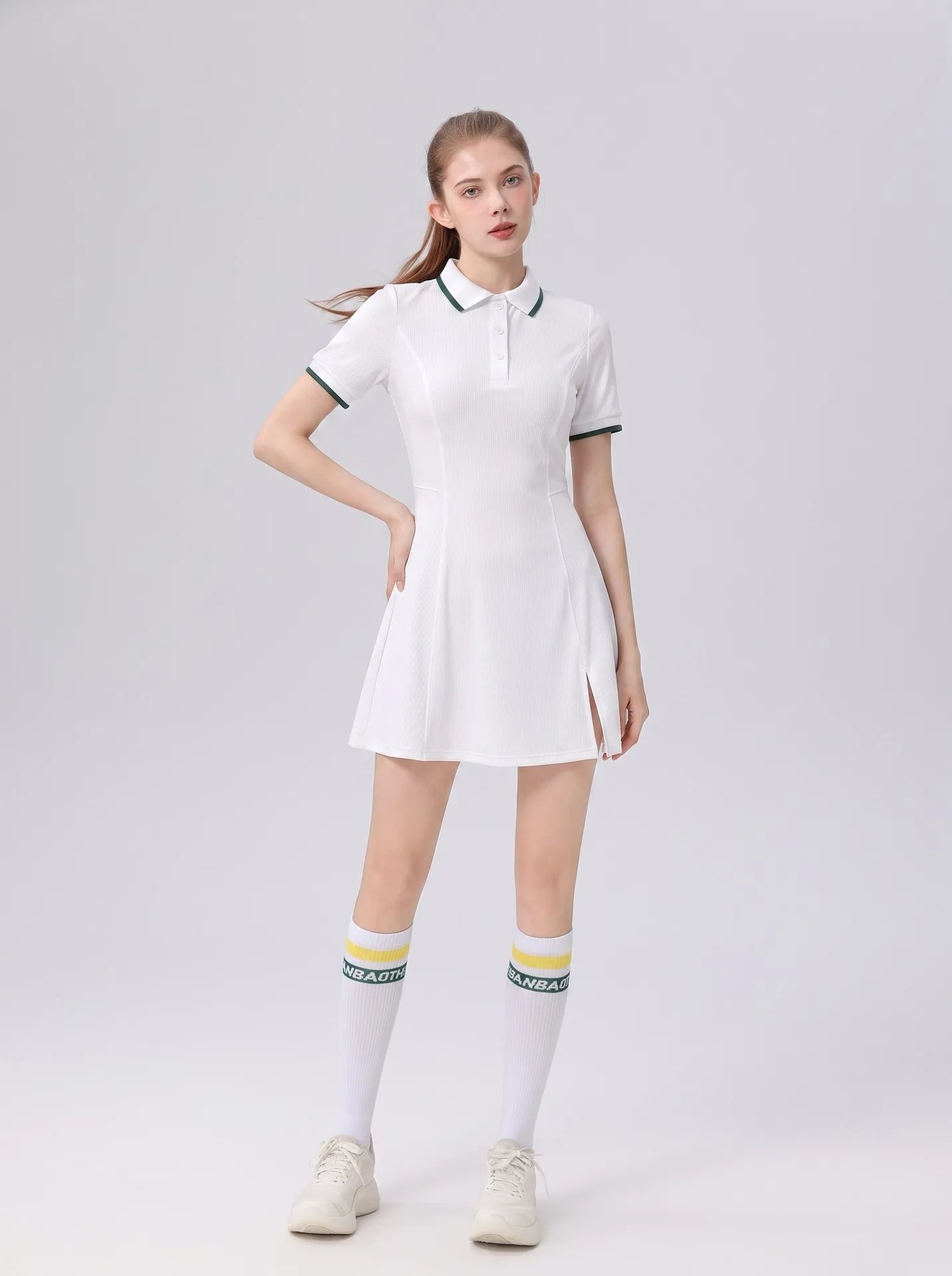 Women's Tennis Dress with Polo Collar, Short Sleeve, A-Line Slim Fit, Quick-Dry, Breathable, Moisture-Wicking for Golf and Padel