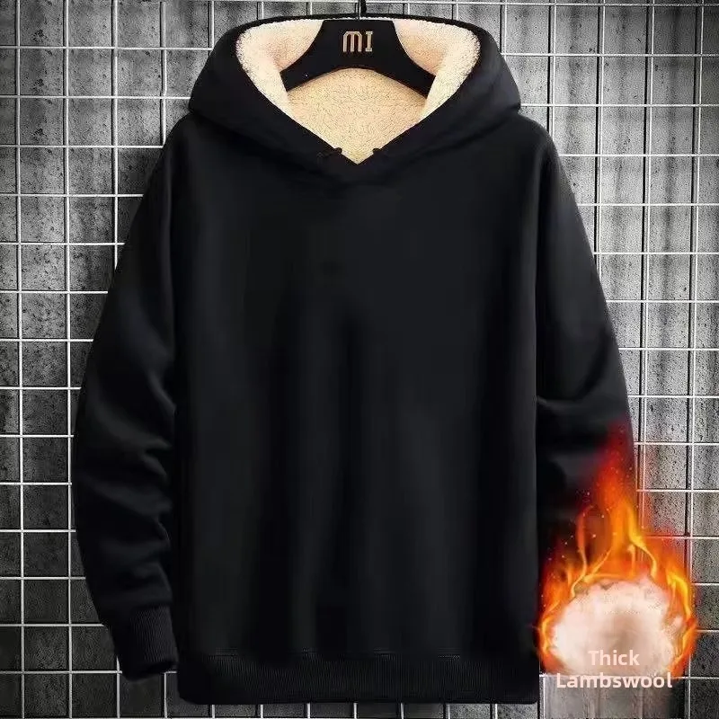 

Мужская толстовка с капюшоном из овечьей шерсти, удлиненная, осенне-зимняя, повседневная, на флисовой подкладке, молодежная, модная, приталенная, для повседневной носки