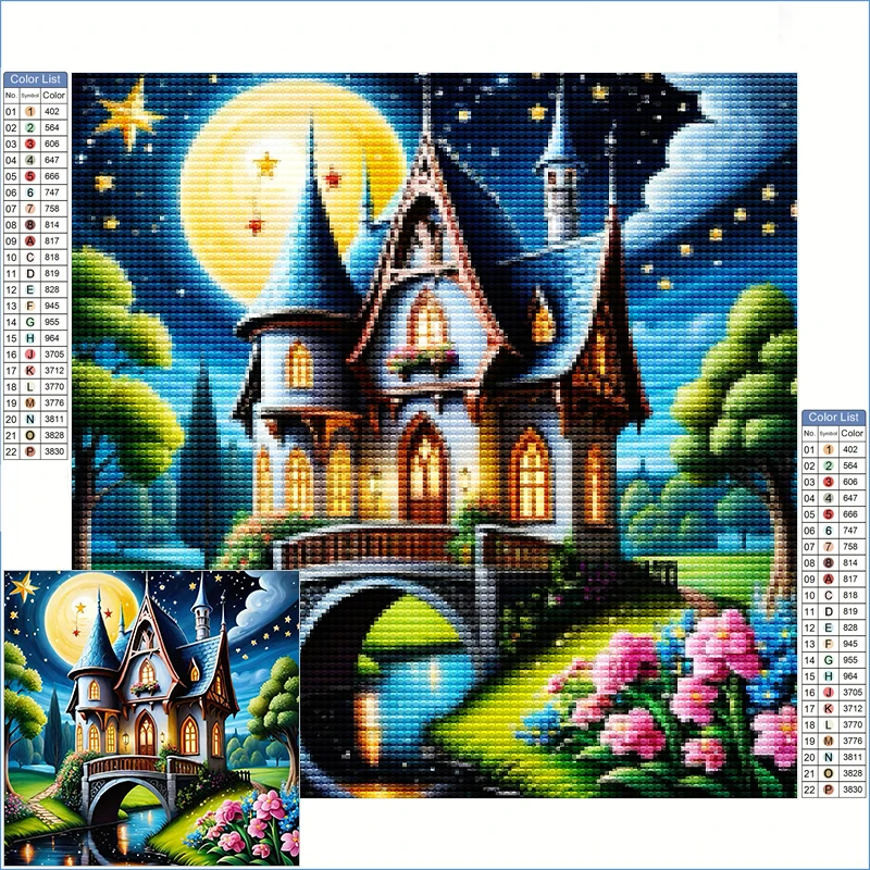 Алмазная картина, новая коллекция 2025 года, сказочный замок в лесу, алмазное искусство, полный кристалл, полный страз, стежка, продукты Алмазная картина, новая коллекция 2025 года, сказочный замок в лесу, алмазное искусство, полный кристалл, полный страз, стежка, продукты