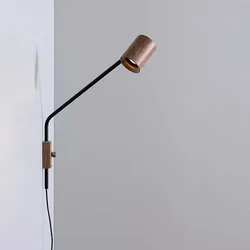 Reading Wall Lamp Bedroom Bedside Study Living Room Sofa with Plug Wire Wooden Rocker Arm Wall Light Wall Lights for Home