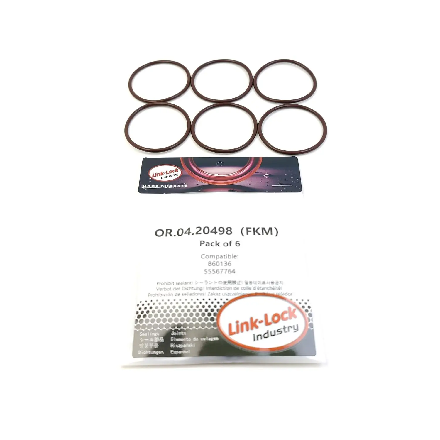 

LINK-LOCK 6PCS OR.04.20498 FKM Viton Sealing O-Ring Kit of Turbocharger Oil Coolant Tube 860136 55567764 for OPEL for BUICK for