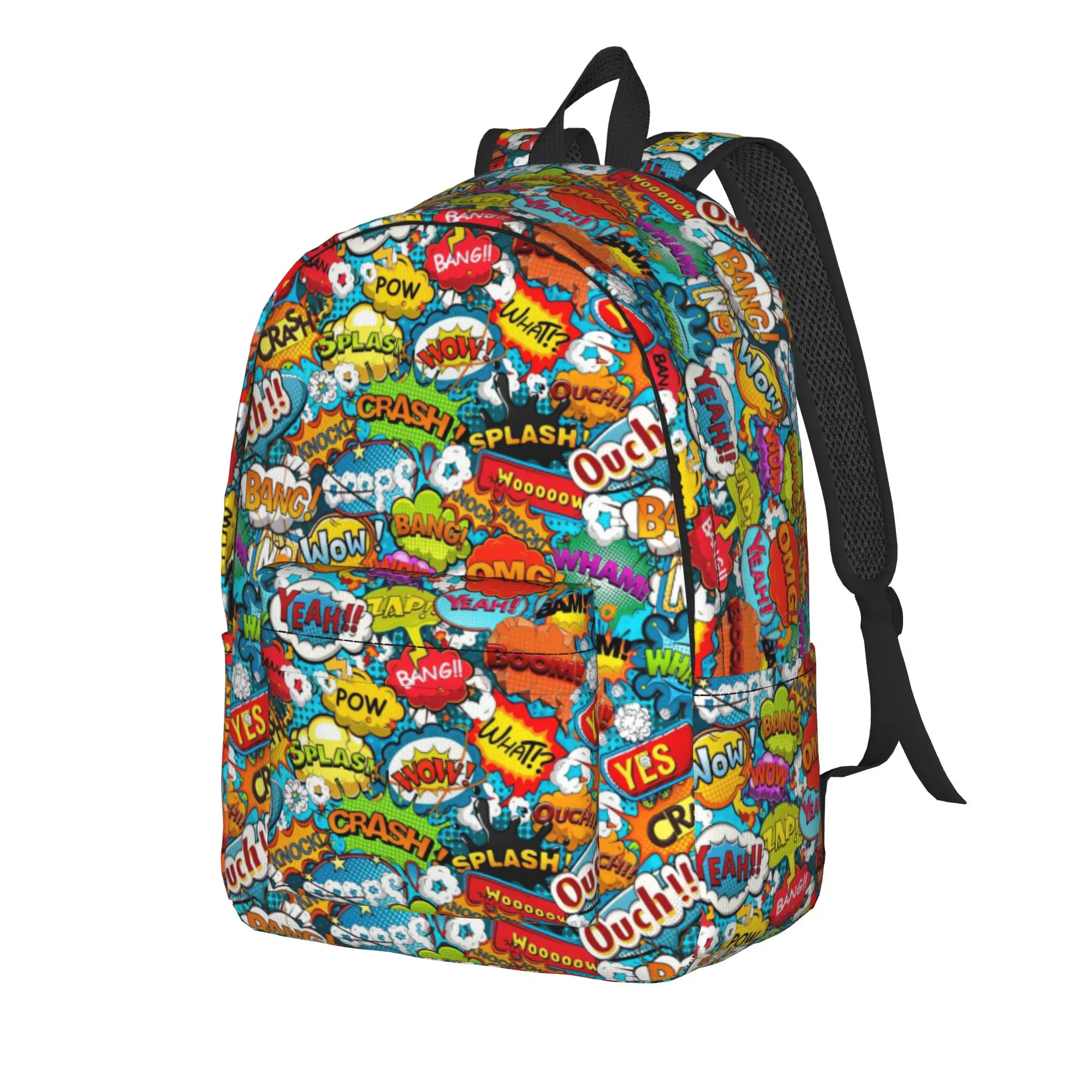 Colorful Comic Speech Bubbles   ()(1) Backpack  College Backpacks Male Kawaii School Bags Design Print Rucksack