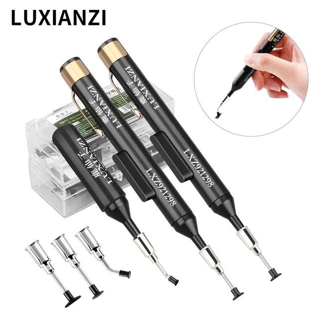 LUXIANZI zestaw piór z przyssawką próżniową z 3 przyssawkami IC SMD pęseta narzędzie do podnoszenia narzędzie do usuwania pompa z przyssawką rozlutowanie lutu ​ Długopisy ssące