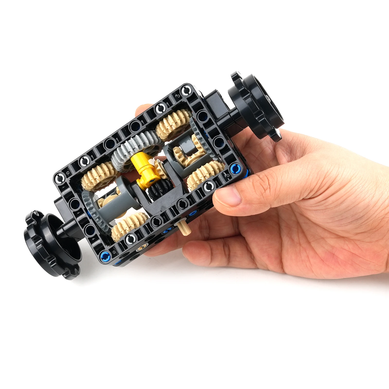 Montaje de tanque de dirección, estructura de flujo de doble onda, engranajes, bloques de construcción, agujero, brazo, haz, Control de Motor de potencia, piezas de ladrillos MOC, Juguetes