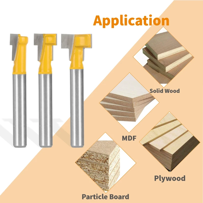 YUSUN Yellow Keyhole Bit T-Slot Cutter Router Bit Woodworking Milling Cutter For Wood Tools Face Mill End Mill