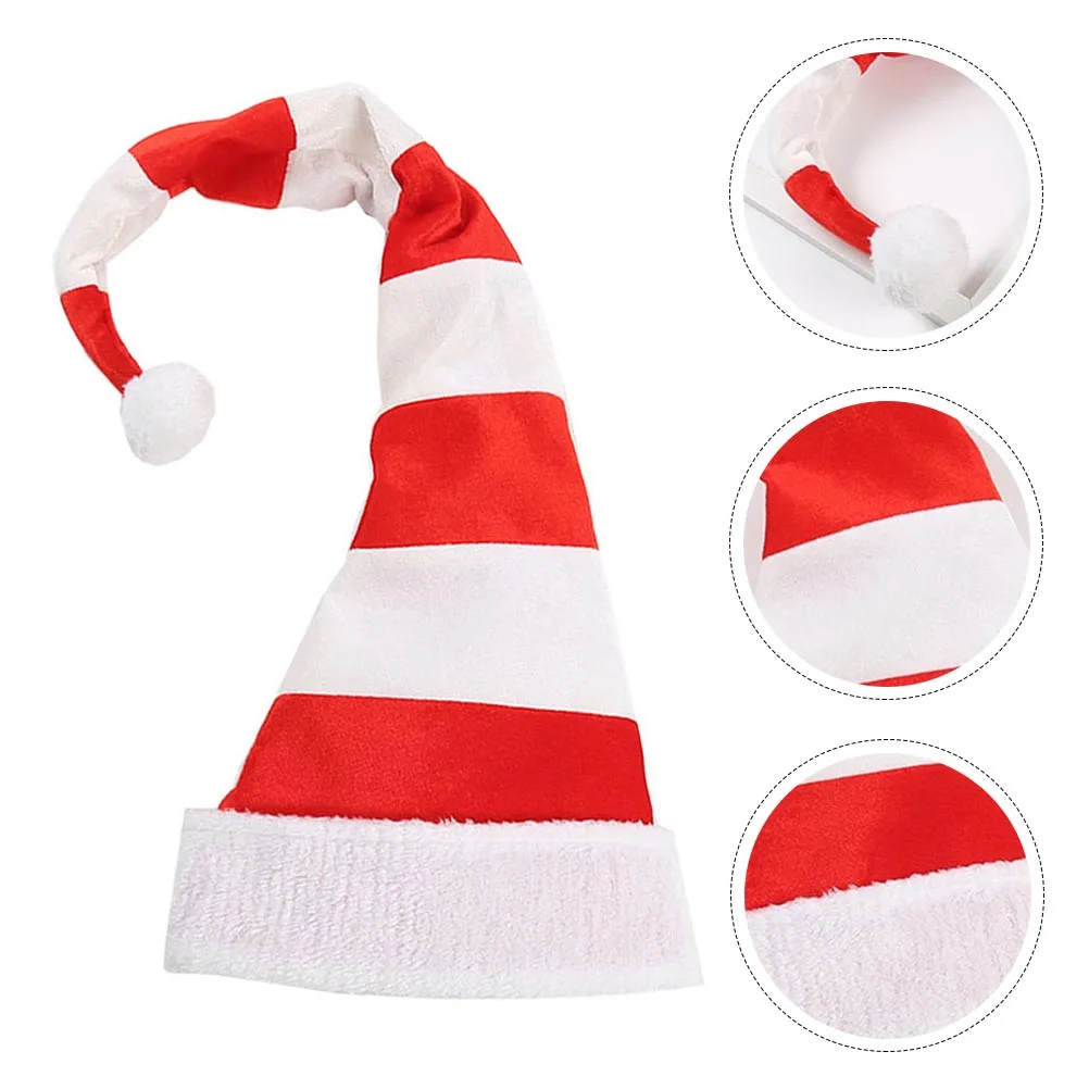 

1 pc White Striped Christmas Santa Costume For Holiday Party Festival Decoration Xmas Costume Comfort Xmas Hat Hat