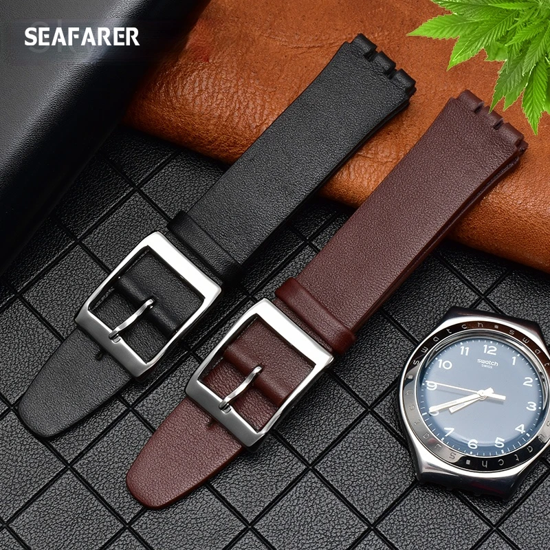 Genuine Leather Watch Band for Swatch Gb274 Gn239 Gb294 Gb287 Men\'s and Women\'s 17mm Watch Strap