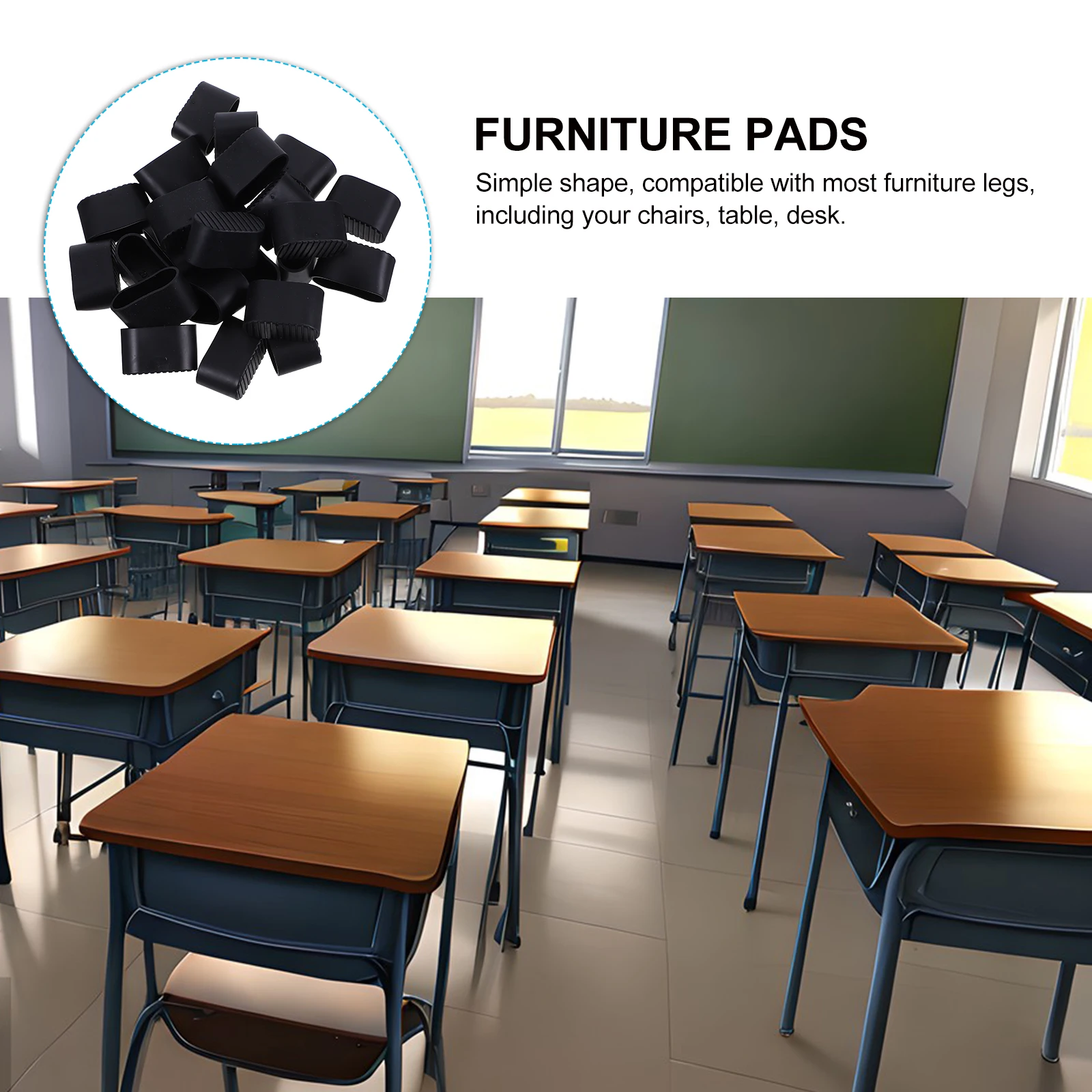 

24pcs niture Foot Covers Chair Protectors Oval Non-Slip Rubber Floor Pads For Hardwood Tile Carpet Chair Feet Covers Stool