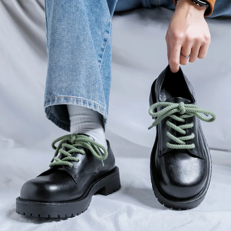 

High Quality Derby Shoes for Men Couple Casual Leather Shoe Workwear Shoes Thick Soled Height Increasing Shoes Zapatos De Hombre