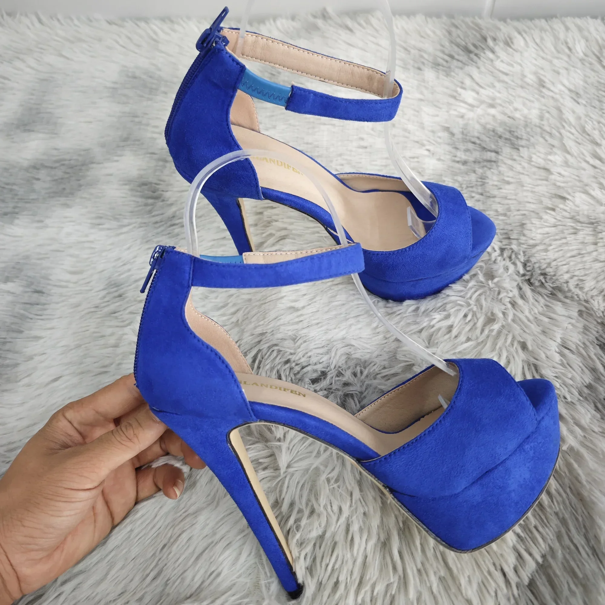 

Women Ankle Strap Sandals Stripper Pole Dance High Heels Sexy Pumps Open Toe Platform Stilettos Lady Party Dress Wedding Shoes