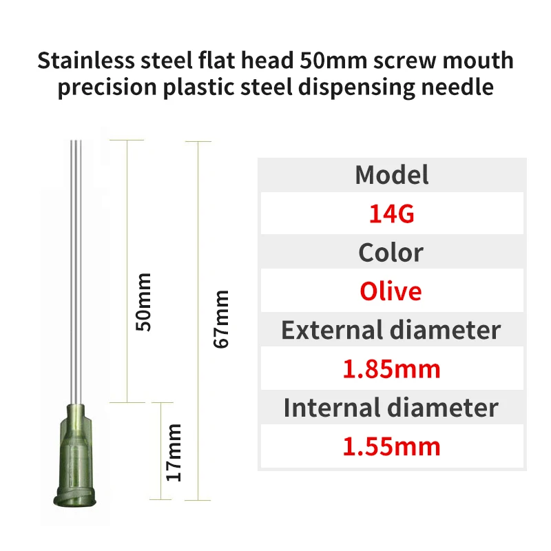 14G-27G 50mm Doseermachine Spuitnaald 2 Inch Rvs Doseernaald Spiraal Mond Mondstuk lijm Naald