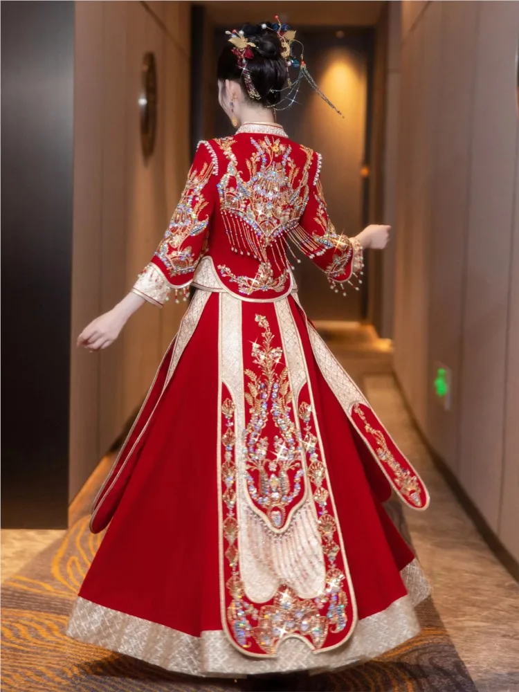 

Новое свадебное платье невесты, тост, большой размер, тяжелая промышленность, китайский стиль.