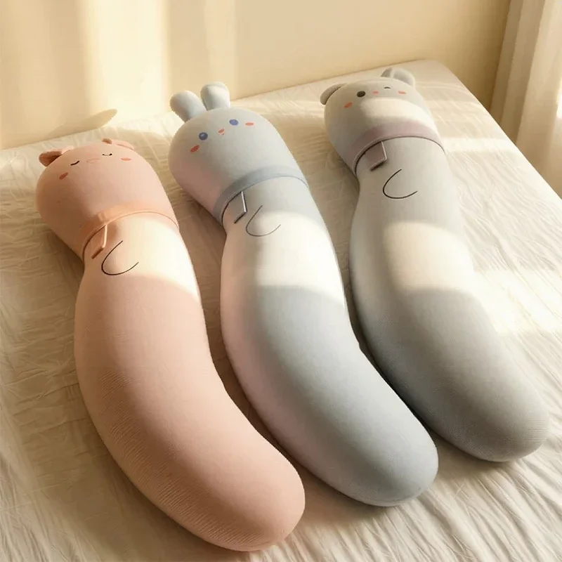 Ice Silk Long Hug Pillow Adult Child Side Sleeping Leg Pillows Removable and Washable Headboard Cushion Leisure Prone Pillow