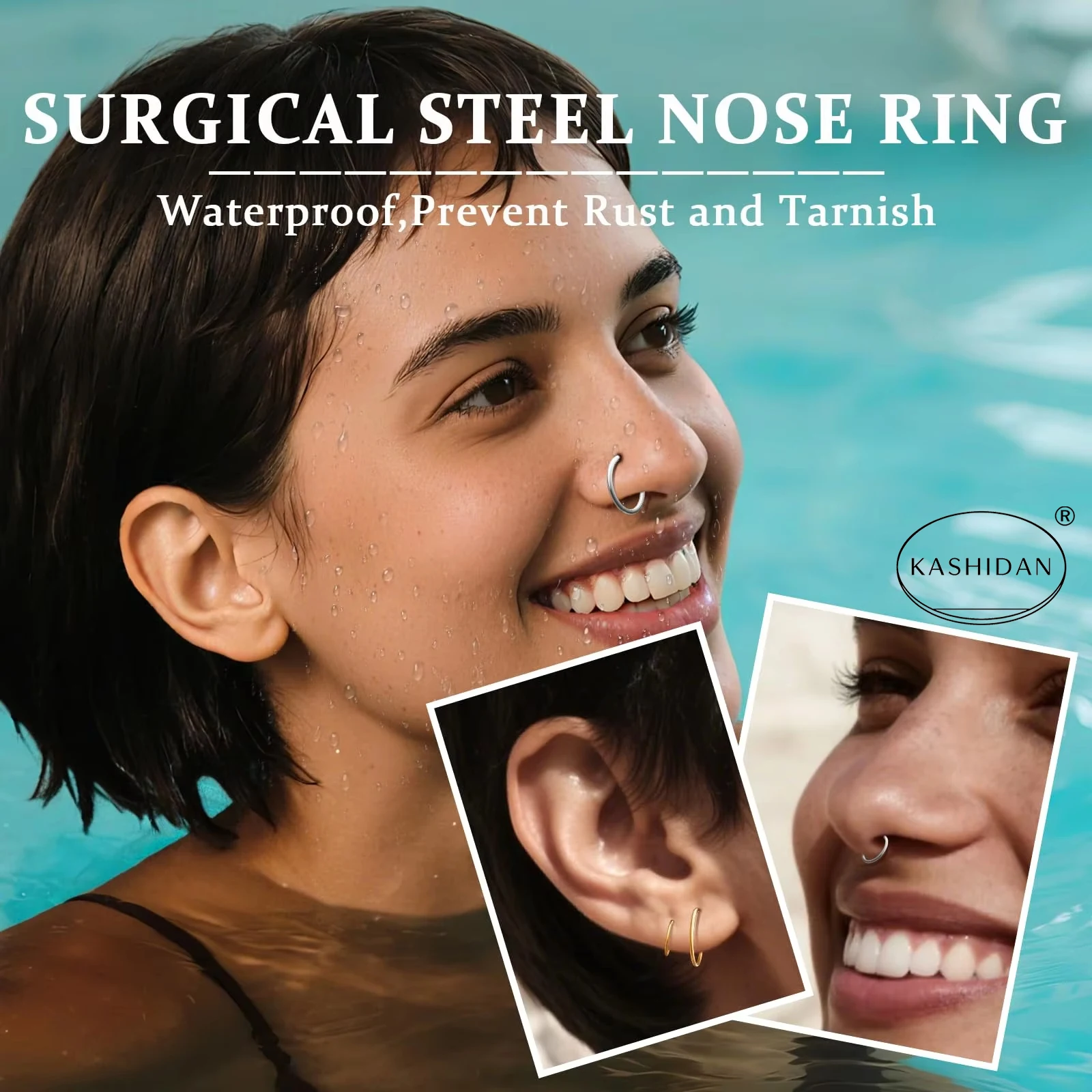 18G 316L Chirurgischer Stahl Nasenring, Knorpel-Creolen, 6mm/8mm/10mm/12mm Piercingringe, Unisex Piercingschmuck – Detail 2