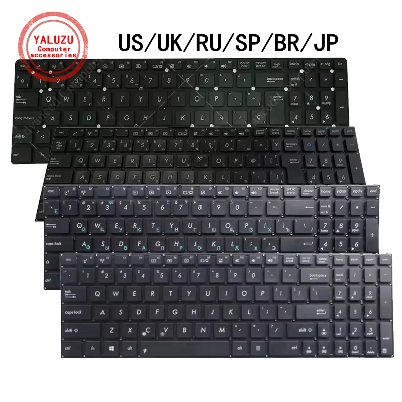 Teclado de laptop eua/reino unido/ru/sp/br/jp para asus k56 k56c/ca/cb/cm a56 a56c s56c s56 r505 r505c/ca/cb/cm r510l a550 y581 x552 s500/c
