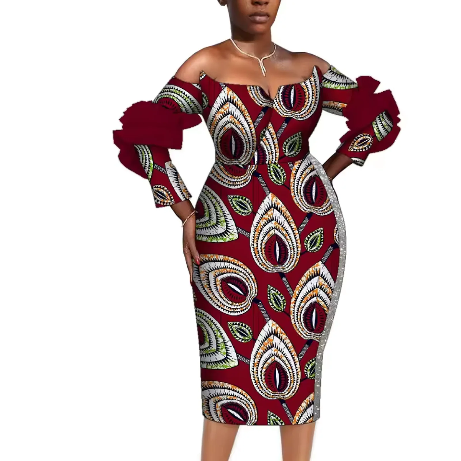 

Африканское хлопковое платье-канга с восковым принтом для женщин – дышащее, экологичное, больших размеров, летнее, с цветочным узором, с длинным рукавом, традиционная одежда