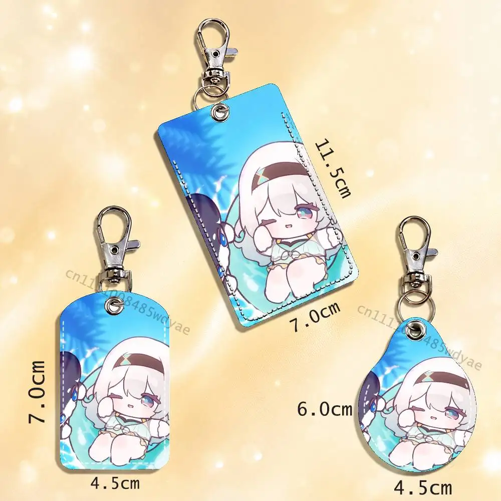 H-Honkai Star R-Rail F-Firefly Card Case Leather Card Holder Keychain Key Ring Transportation Card Case view 5
