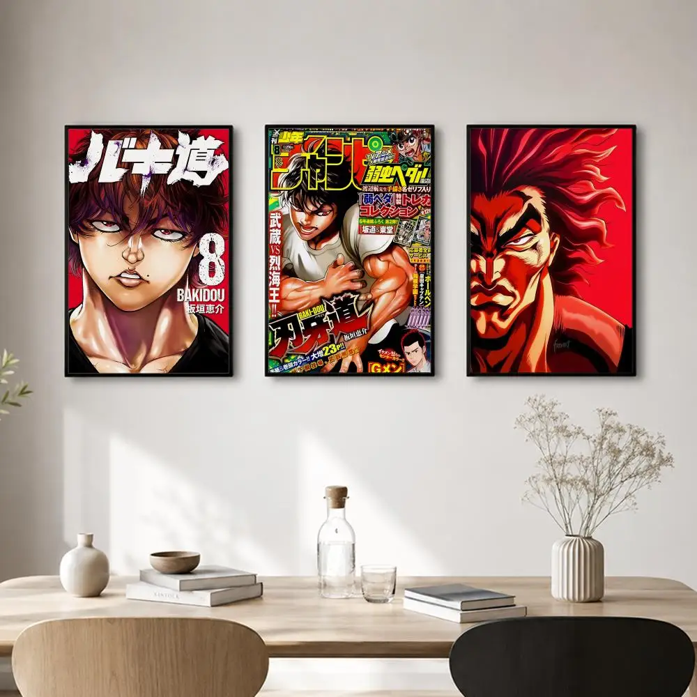 Anime Baki the Grappler Poster Self-adhesive Art Waterproof Paper Sticker Coffee House Bar Room Wall Decor