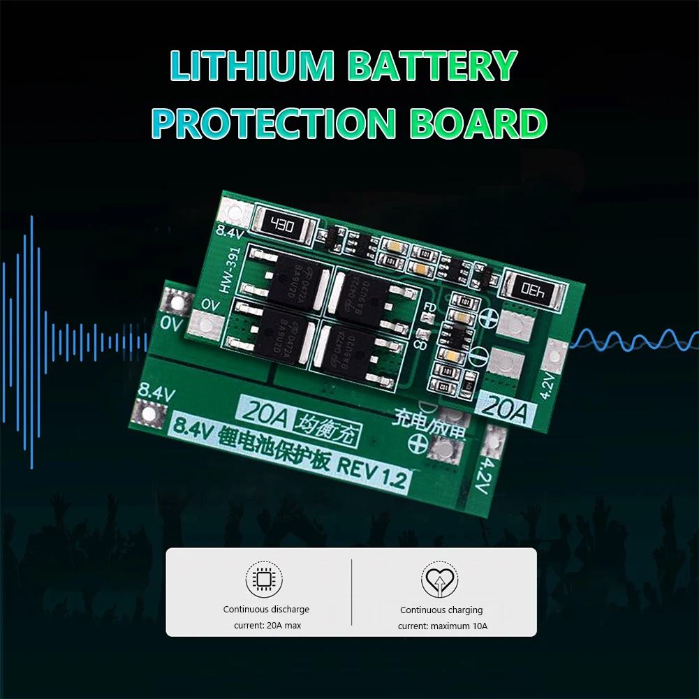 HW-391 2S 20A Protection Board 18650 BMS Module Balance Charger PCB Protection Board