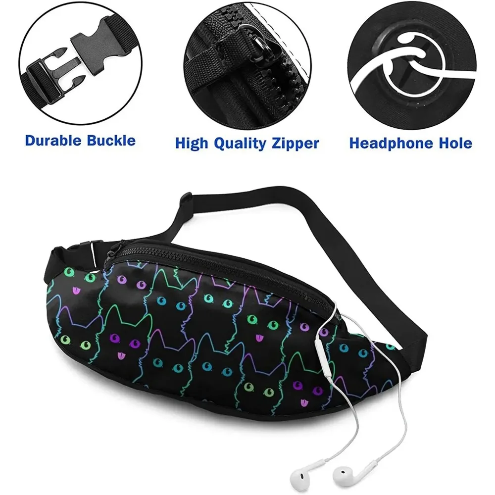 Casual Fanny Pack for Men Women Cute Cat Silhouettes Waist Bag Pack with Adjustable Belt for Travel Sports Running