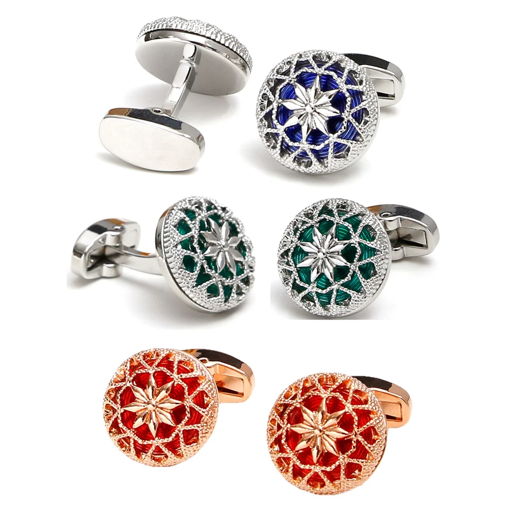 Exquisite Hollowed Out Star Shaped Cufflinks Business Dress Shirt Cufflinks Banquet Accessory Hollow Patterned Circular Cufflink