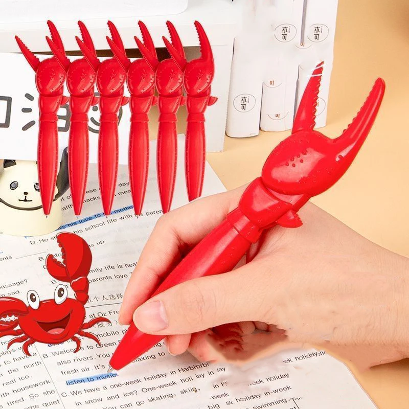 

2pcs Simulation Crab Pen Pliers Pen Creative Personality Press Type Clamp Playable Ballpoint Pen Retractable Funny Writing Pen