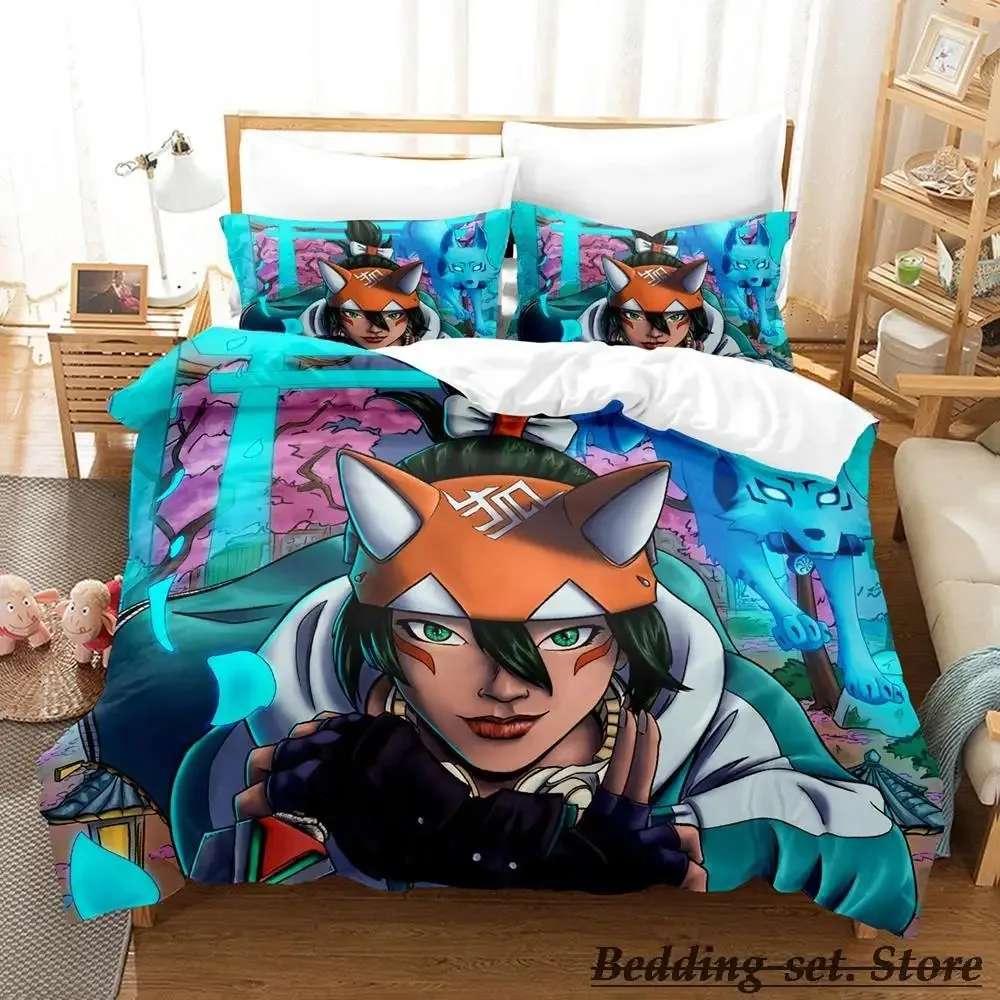 Overwatch 2 Kiriko Heads Bedding Set Single Twin Full Queen King Size Bed Set Adult Kid Bedroom Duvetcover Sets Anime Bed