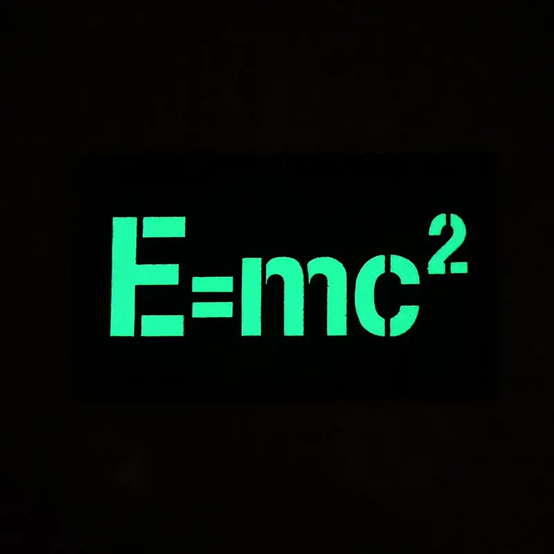 

Laser-engraved Reflective Hook and Loop Patches for Clothing Luminous Morale Badge E=mc² Mass-energy Equation Creative Armband