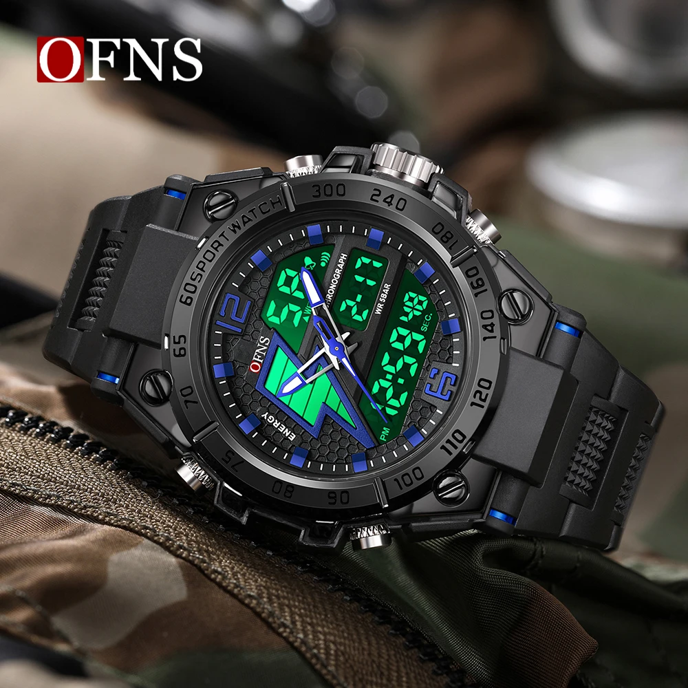 OFNS Top Brand Men\'s LED Digital Wrist Watches Military Waterproof Outdoor Sports Chronograph Electronic Analog Quartz Clock