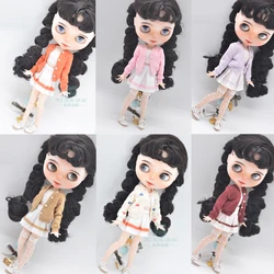 1pcs Blyth Doll Clothes fashion sweater three-piece Cardigan, skirt for 28-30cm Azone OB22 OB24 doll accessories