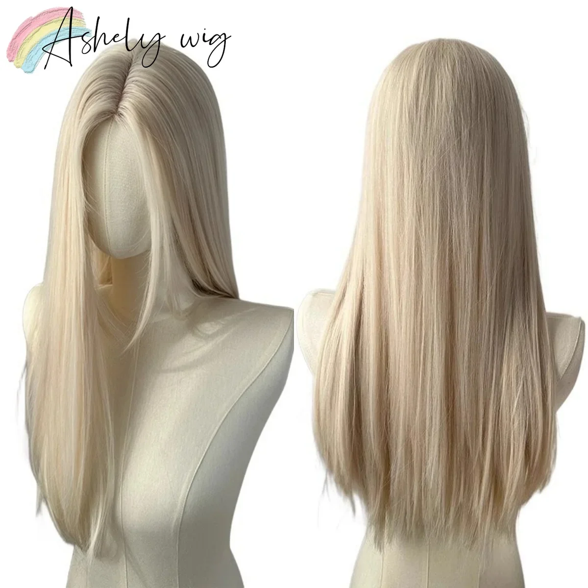 

Blonde Wig for Women Long Straight Center Part Hair 24inch Synthetic Wigs Lace Front Wig for Daily Use Lolita Headband Wigs