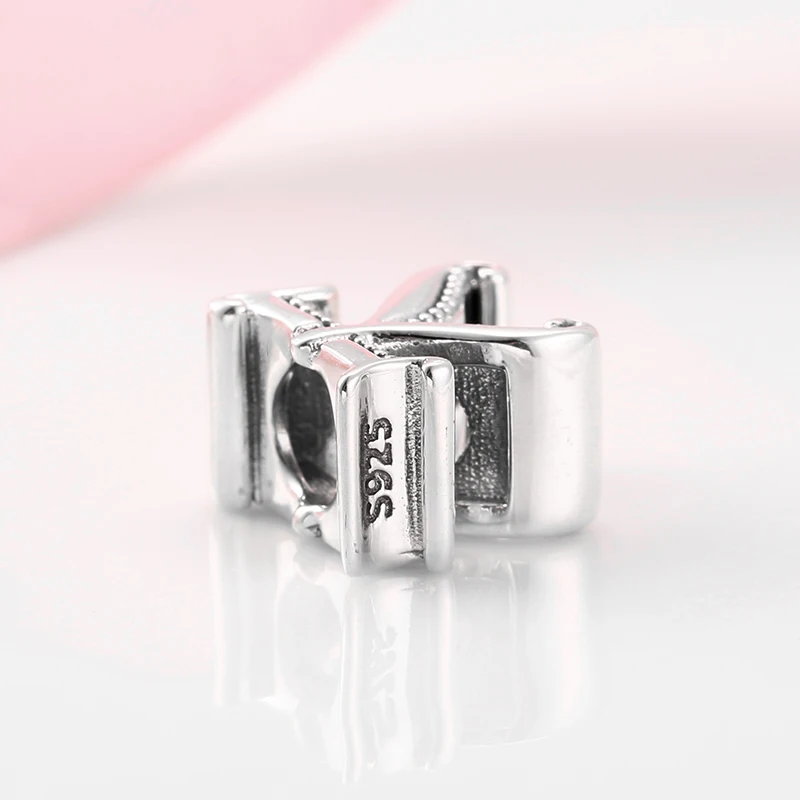 925 Sterling Silver Letter K Plain Silver Pendant Charm Bead Fit Original Bracelet DIY Accessories