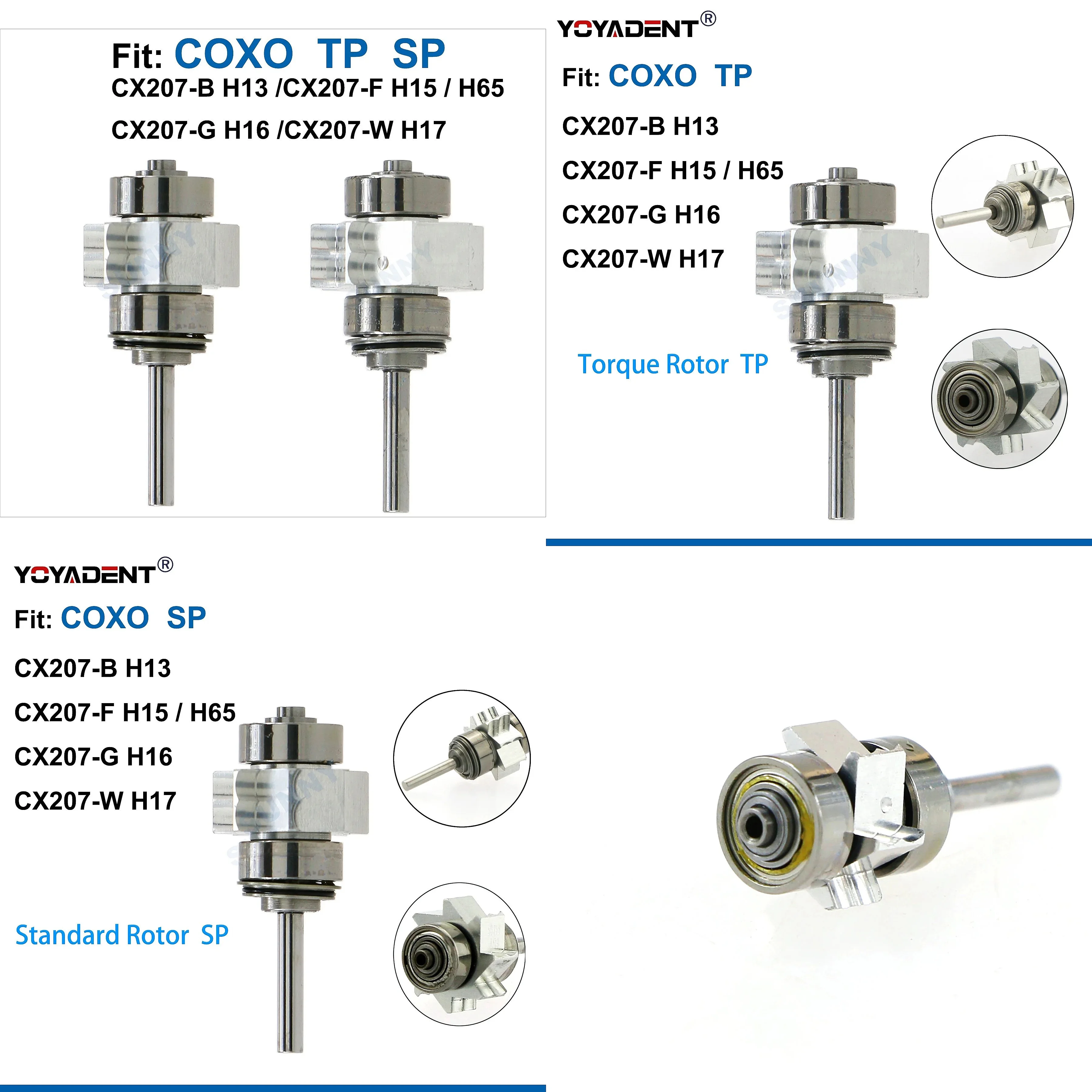 Professional Turbine Cartridge Air Rotor for COXO CX207 H13 H15 H16 H17 H65 SP/TP High Speed Handpiece